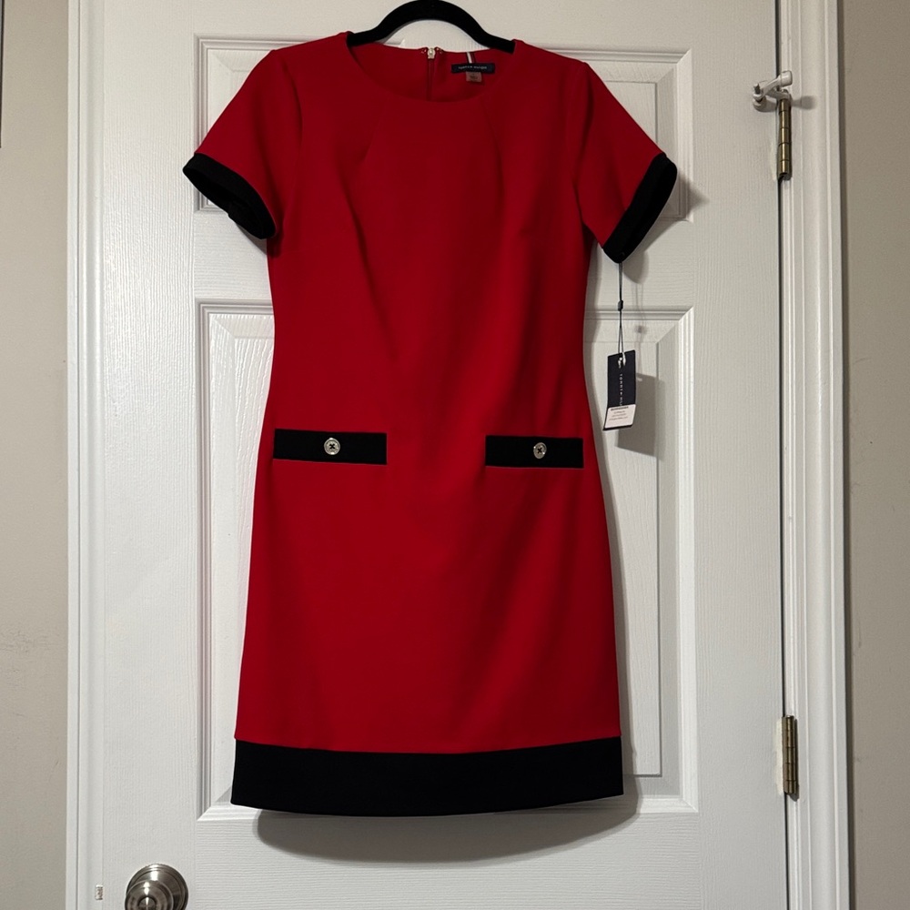 Tommy Hilfiger Red and Black Mini Dress - Picture 1 of 5